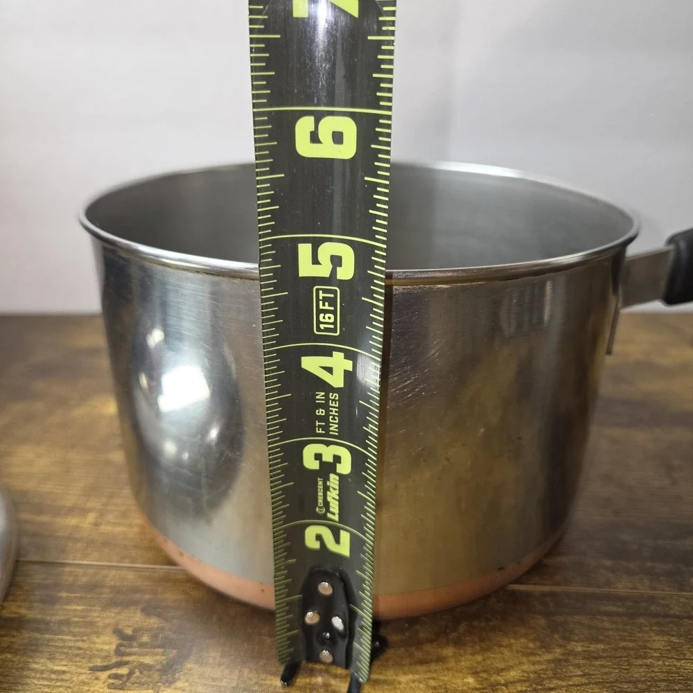 Vintage Revere Ware 1801 Copper Bottom Saucepan Pot with Lid - Pre-1968 Stamp